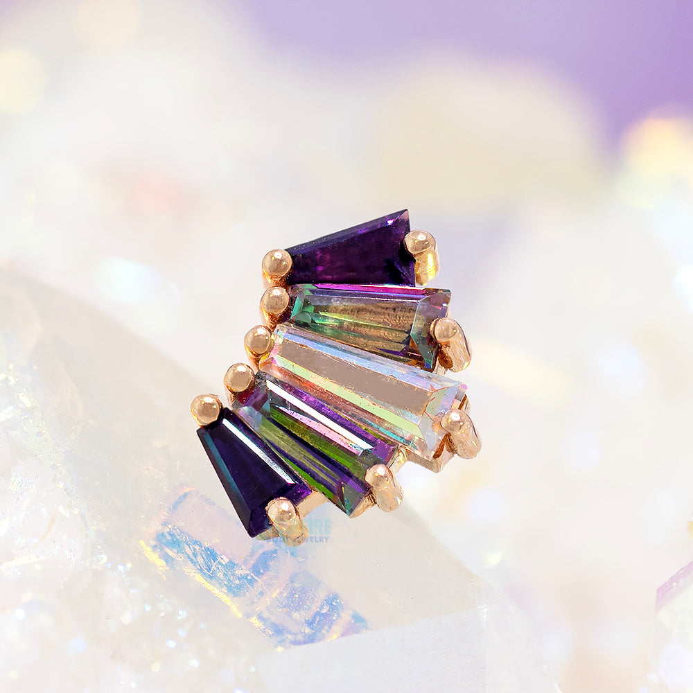 "Oceane 5" Threaded End in Gold with Amethyst, Mystic Topaz & Mercury Mist Topaz