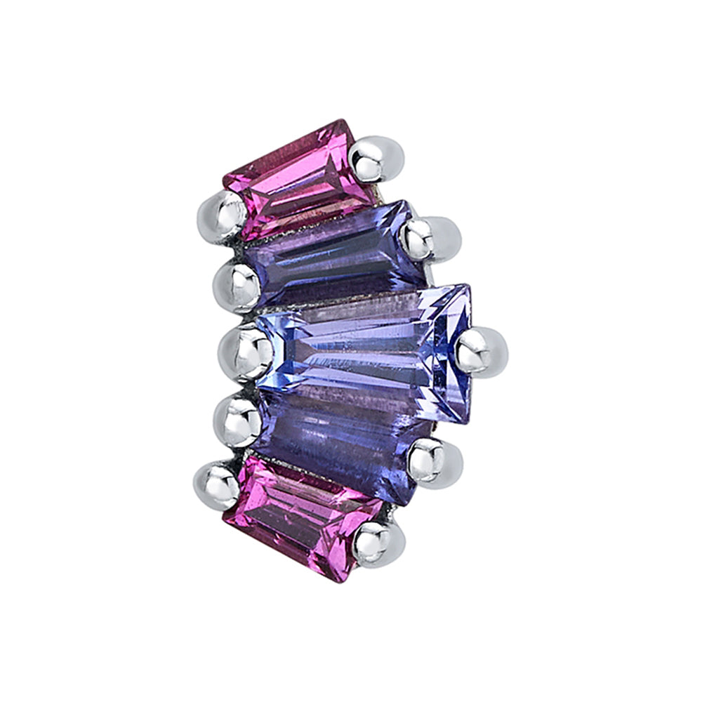 "Mini Oceane 5" Threaded End in Gold with Tanzanite, Iolite & Rhodolite