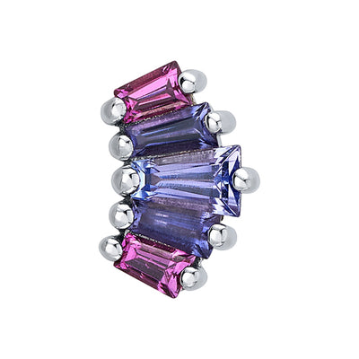 "Mini Oceane 5" Threaded End in Gold with Tanzanite, Iolite & Rhodolite