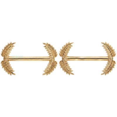 Forward Facing "Fern Bell" Nipple Barbells in Gold