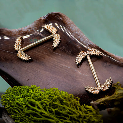 Forward Facing "Fern Bell" Nipple Barbells in Gold
