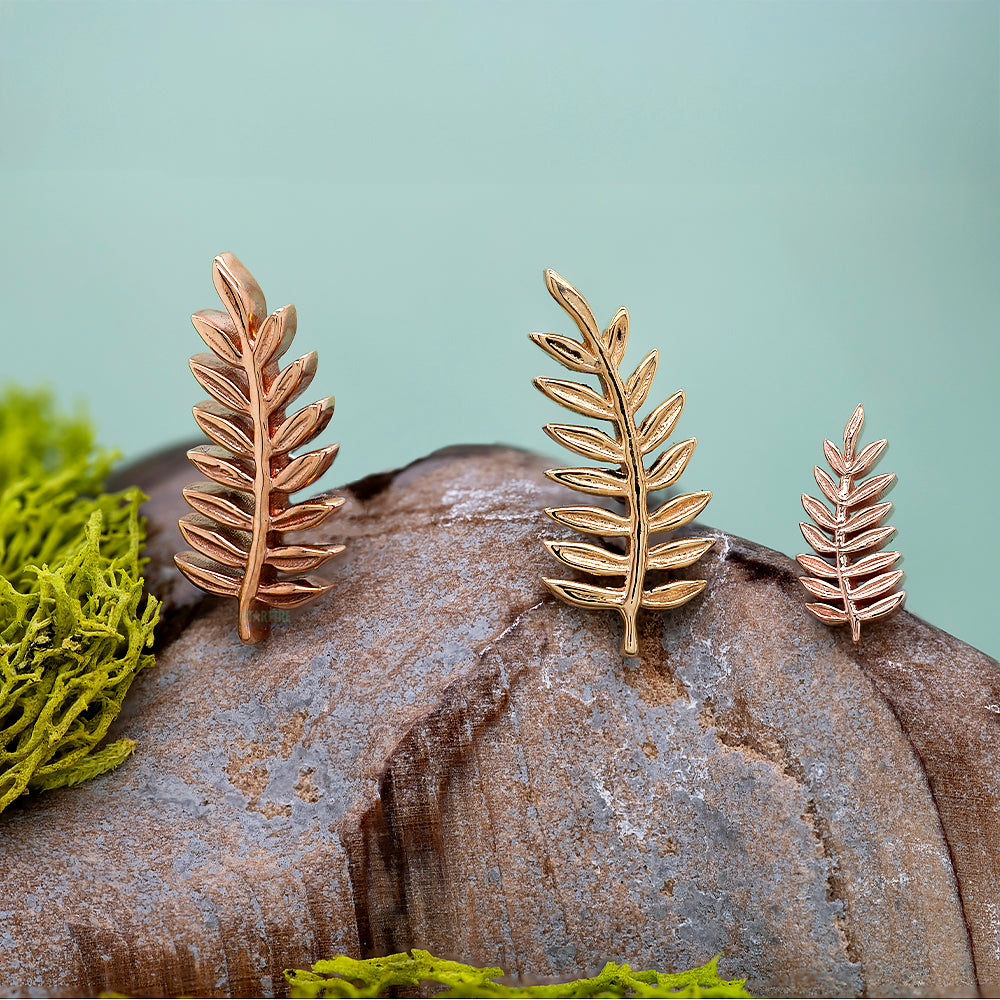 "Tiny Fern" Threaded End in Gold & Platinum