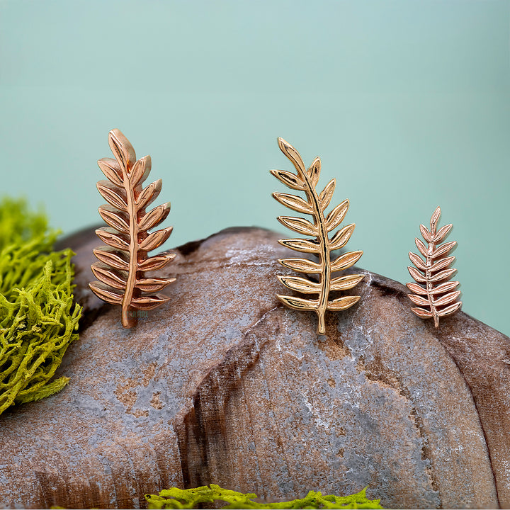 "Tiny Fern" Threaded End in Gold & Platinum