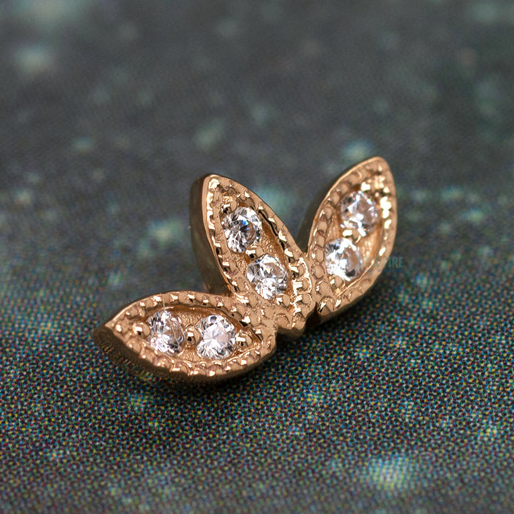 "Firefly" Threaded End in Gold & Platinum with White CZ's
