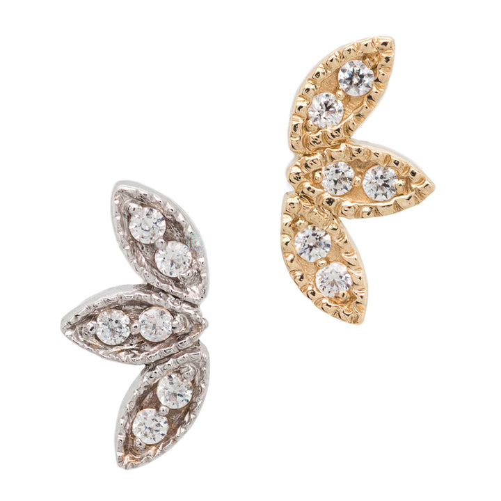 "Firefly" Threaded End in Gold & Platinum with White CZ's