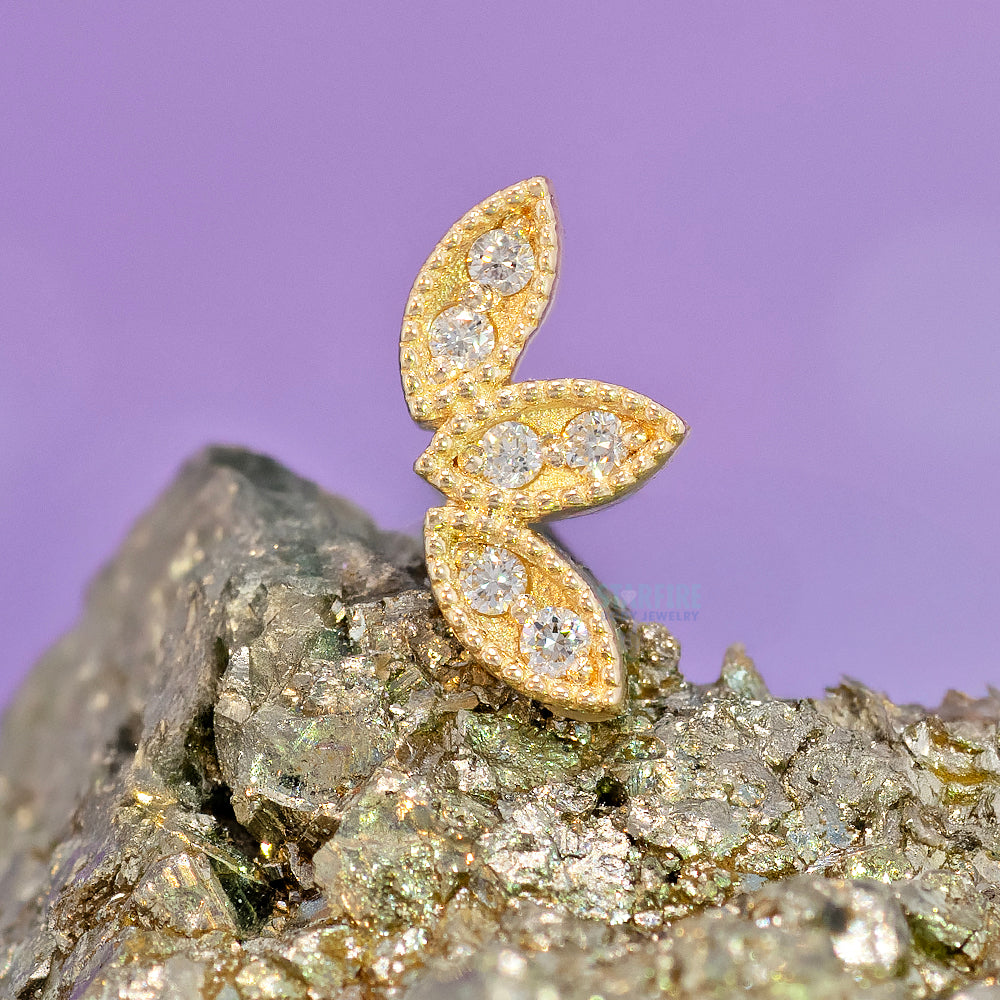 "Firefly" Threaded End in Gold with DIAMONDS