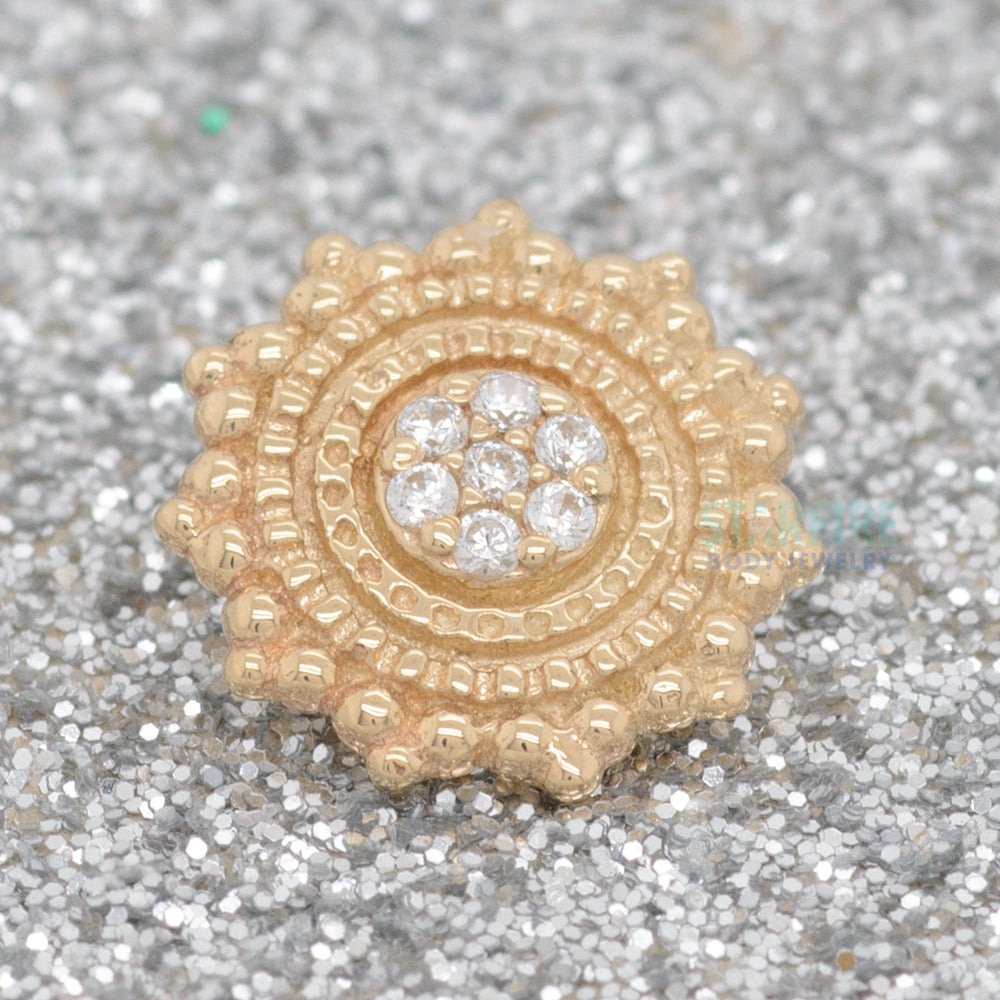 "Parasol" Threaded End in Gold with White CZ's