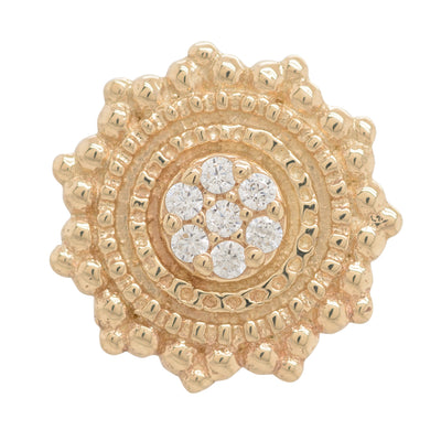"Parasol" Threaded End in Gold with White CZ's