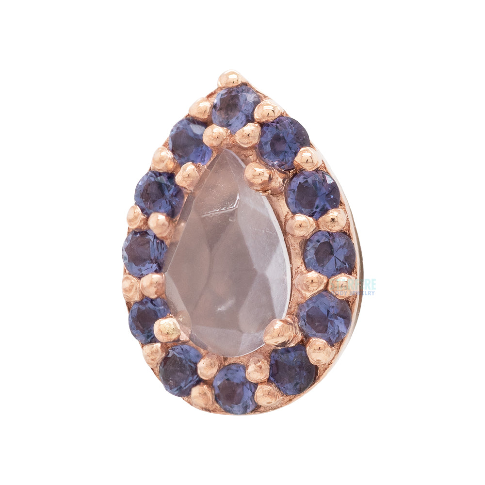 "Altura Pear" Threaded End in Gold with Rose Cut Lavender Chalcedony & Iolite