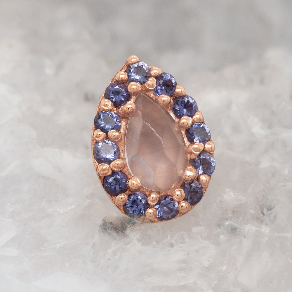 "Altura Pear" Threaded End in Gold with Lavender Chalcedony & Iolite
