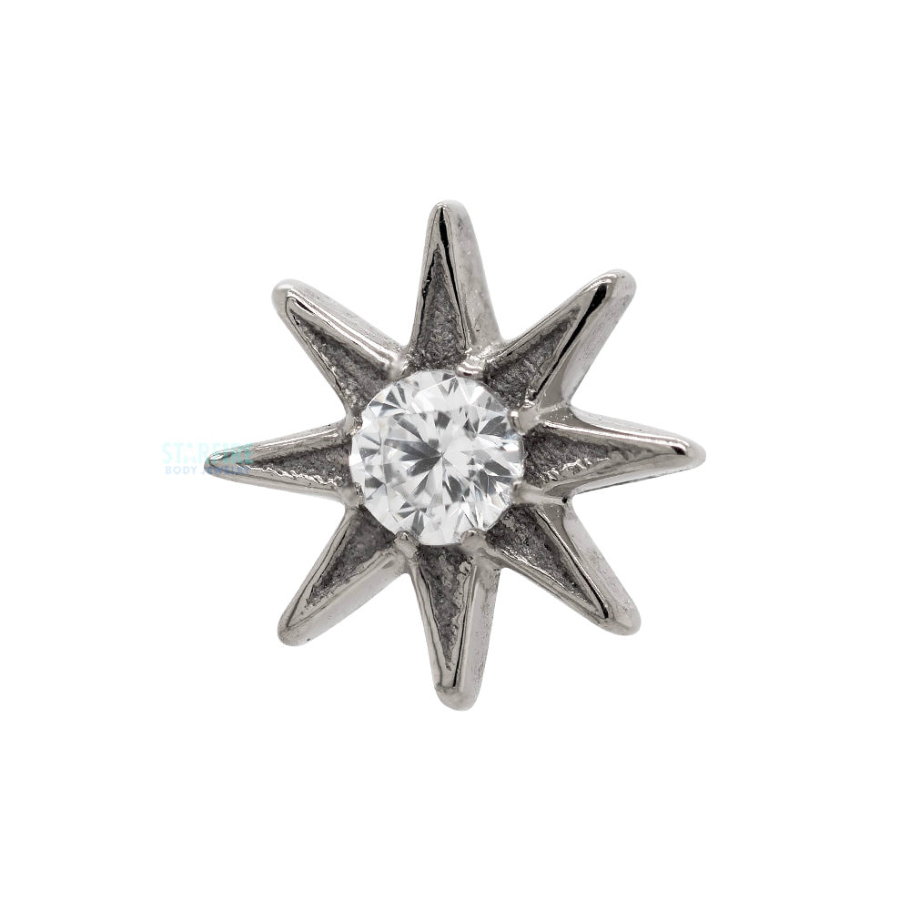 "Nova" Threaded End in White Gold with Brilliant-Cut Gem