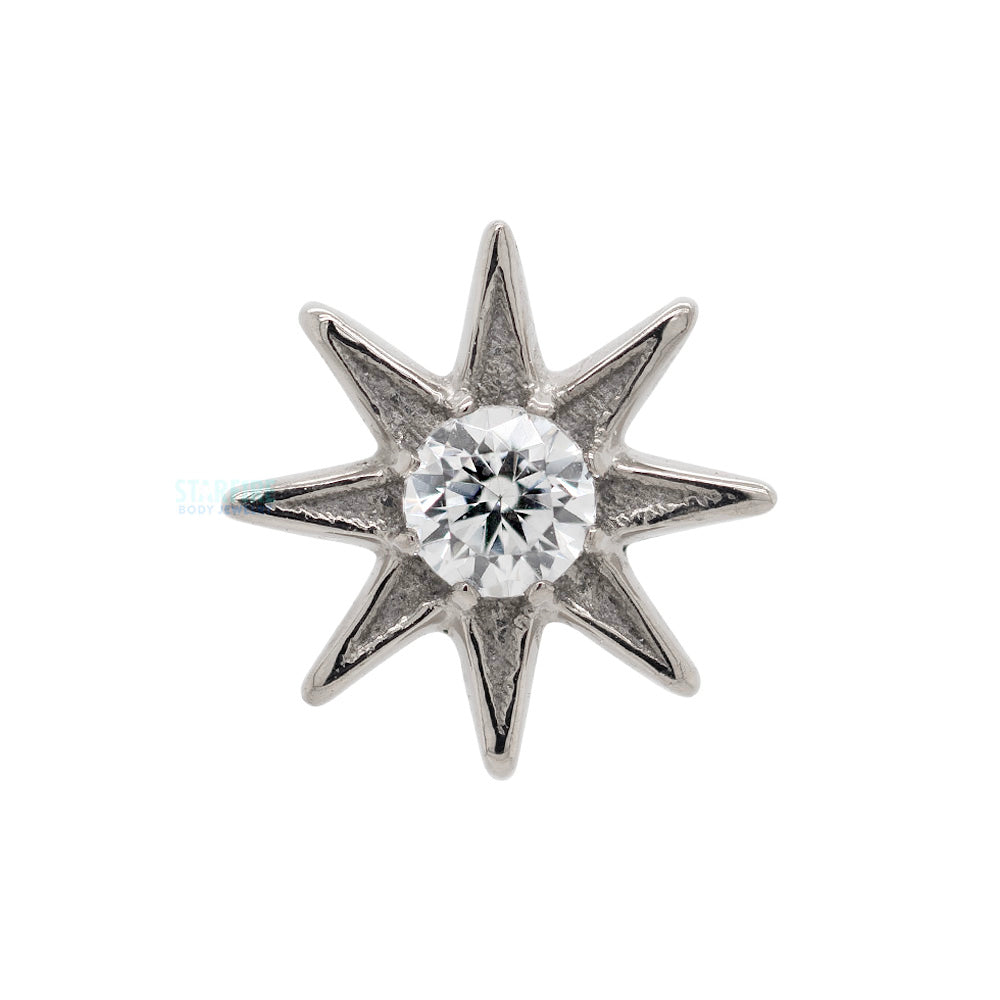 "Nova" Threaded End in White Gold with Brilliant-Cut Gem
