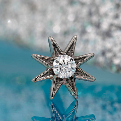 "Nova" Threaded End in White Gold with Brilliant-Cut Gem