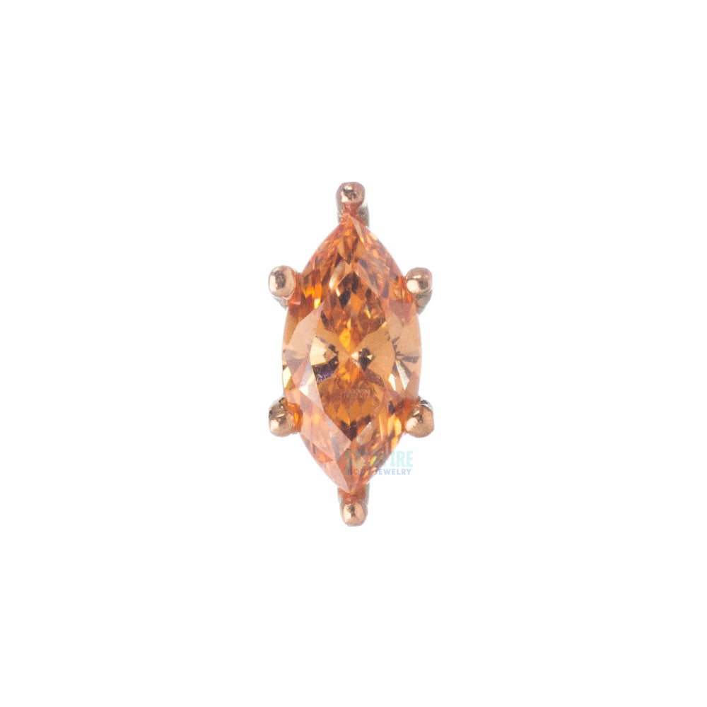 Prong-Set Marquise-Cut Brilliant-Cut Gem Threaded End in Gold
