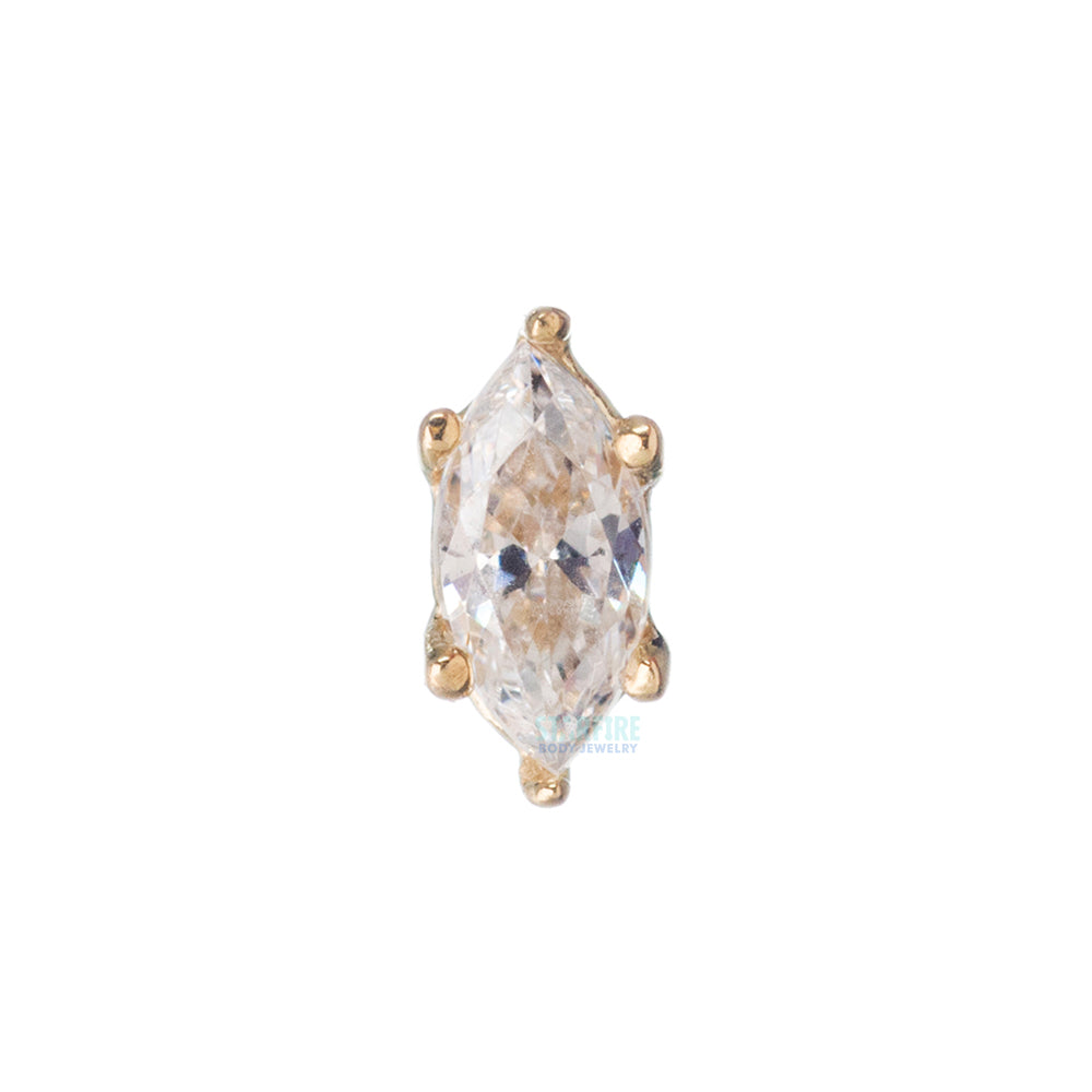 Prong-Set Marquise-Cut Brilliant-Cut Gem Threaded End in Gold