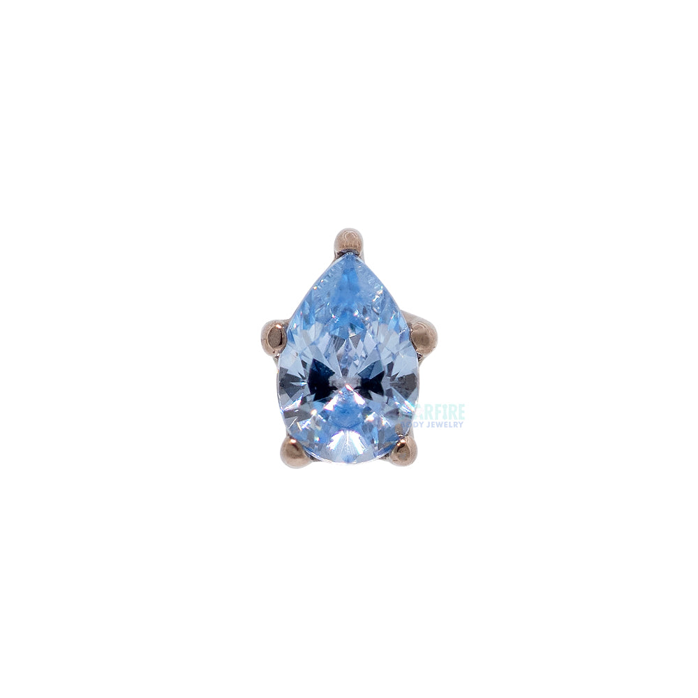 Prong-Set Pear-Cut Brilliant-Cut Gem Threaded End In Gold