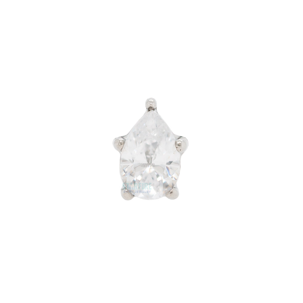 Prong-Set Pear-Cut Brilliant-Cut Gem Threaded End In Gold