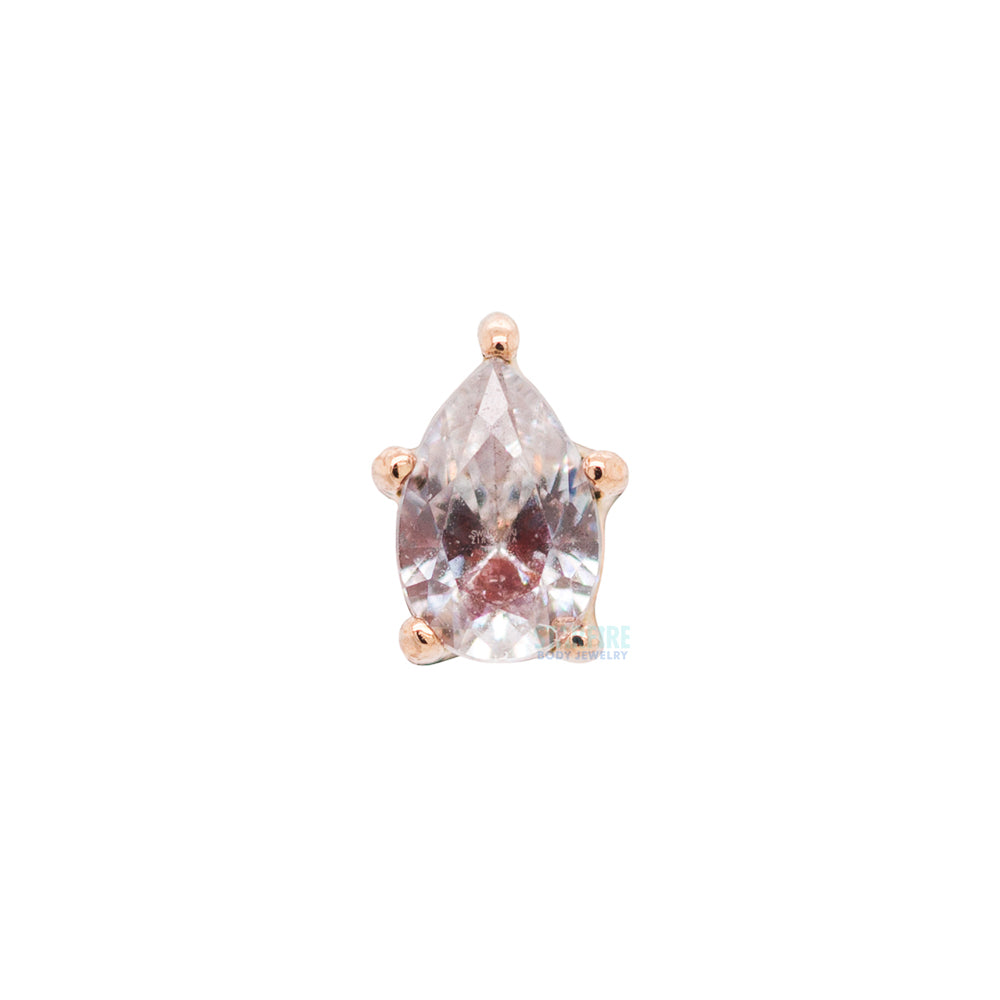 Prong-Set Pear-Cut Brilliant-Cut Gem Threaded End In Gold