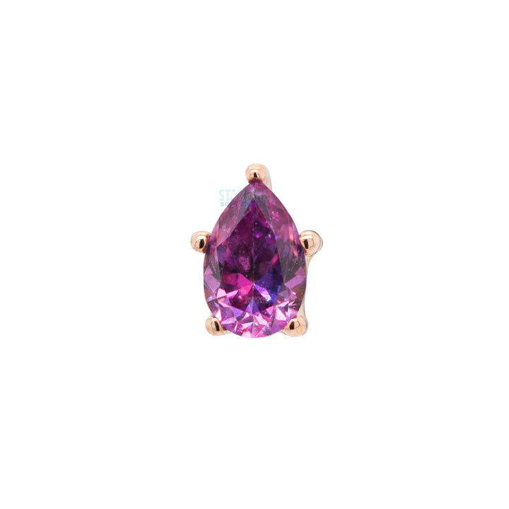 Prong-Set Pear-Cut Brilliant-Cut Gem Threaded End In Gold