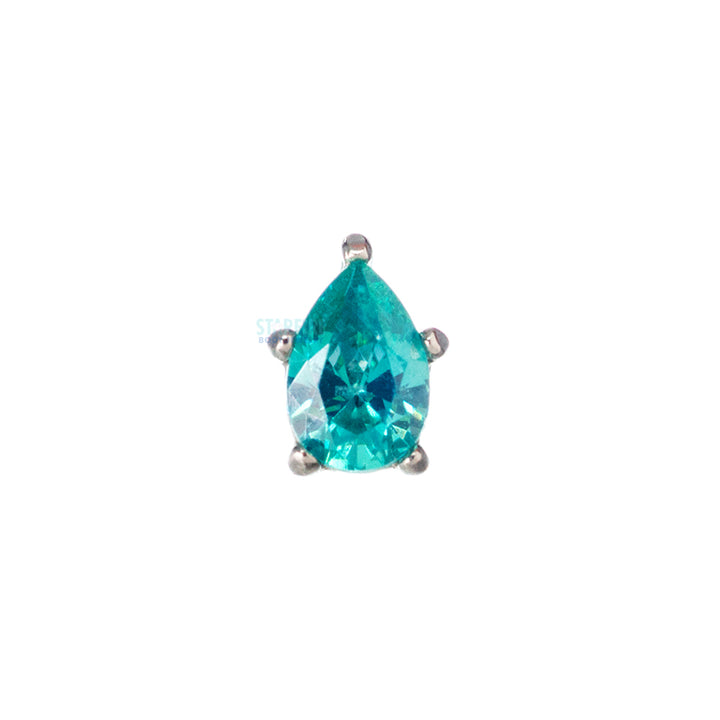 Prong-Set Pear-Cut Brilliant-Cut Gem Threaded End In Gold