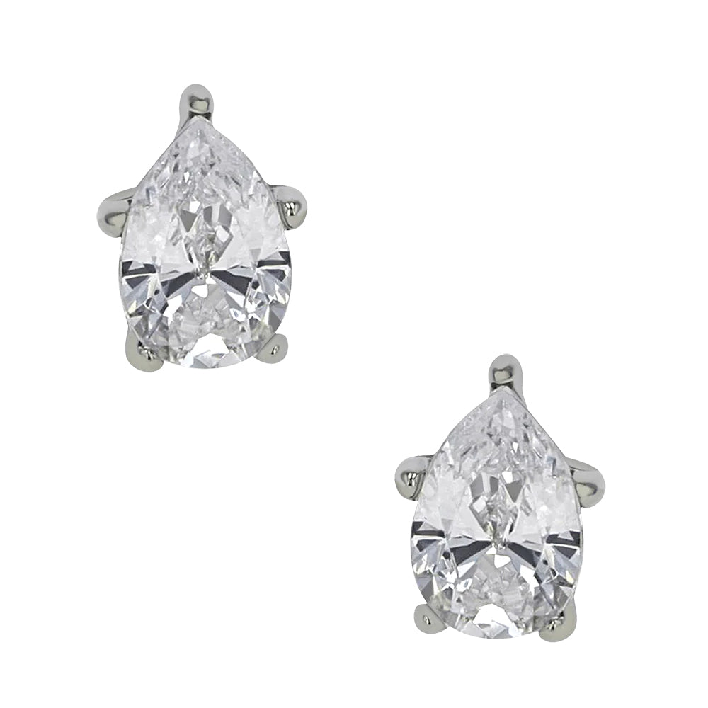 Prong-Set Pear-Cut Brilliant-Cut Gem Threaded End In Gold With Diamond
