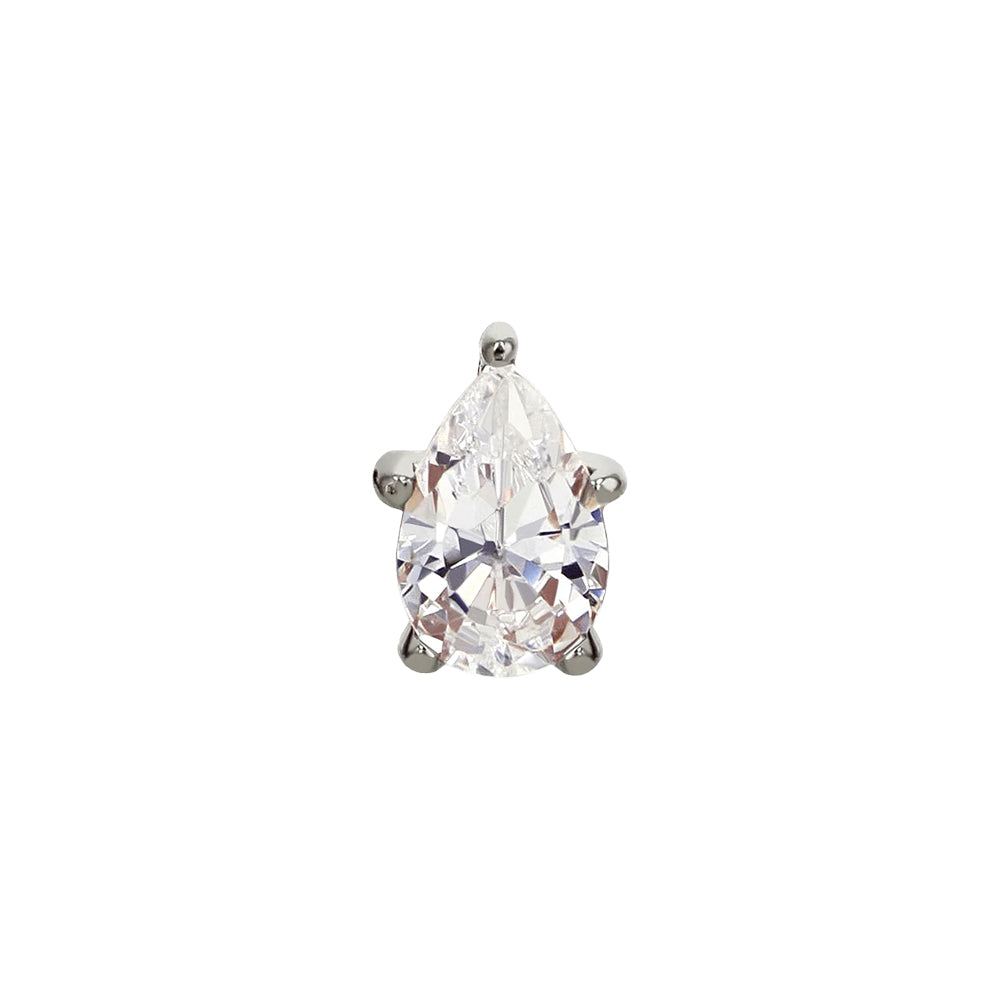 Prong-Set Pear-Cut Brilliant-Cut Gem Threaded End In Gold With Diamond