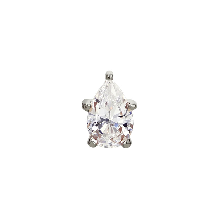 Prong-Set Pear-Cut Brilliant-Cut Gem Threaded End In Gold With Diamond