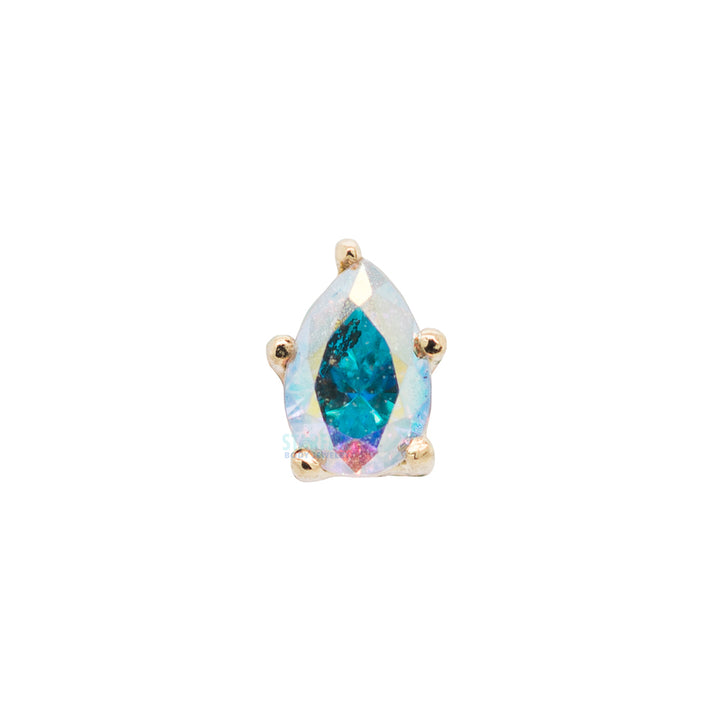 Prong-Set Pear-Cut Brilliant-Cut Gem Threaded End In Gold