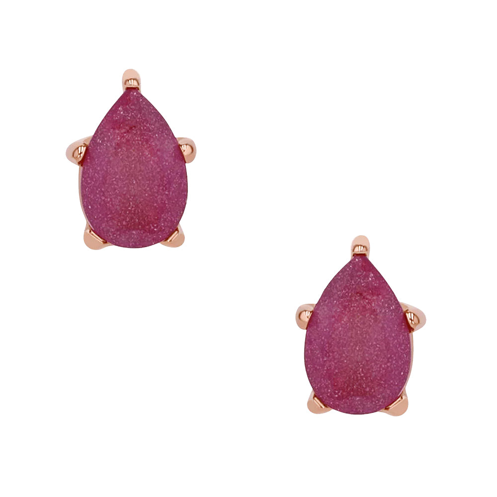 Sandblasted Prong-Set Pear-Cut Brilliant-Cut Gem Threaded End In Gold