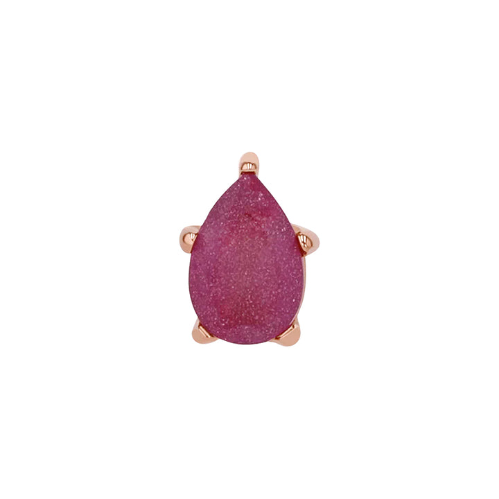 Sandblasted Prong-Set Pear-Cut Brilliant-Cut Gem Threaded End In Gold
