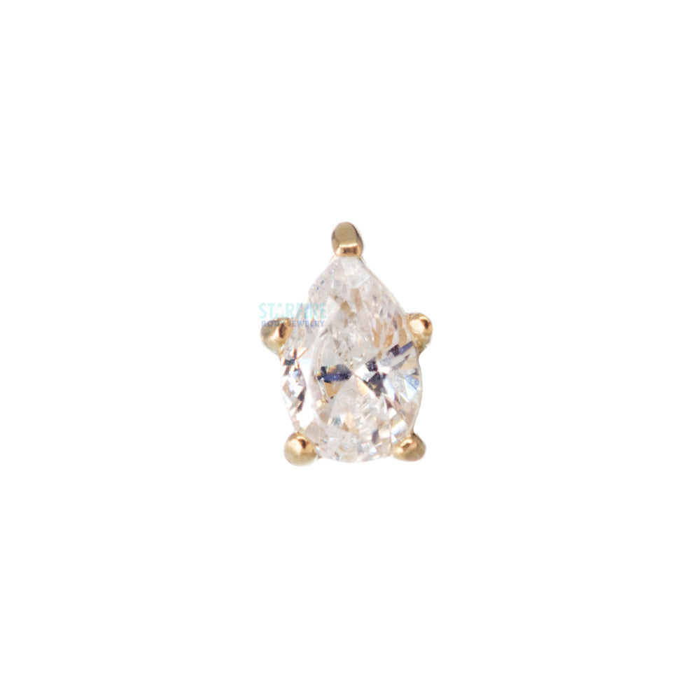 threadless: Prong-Set Pear-Cut Brilliant-Cut Gem End in Gold