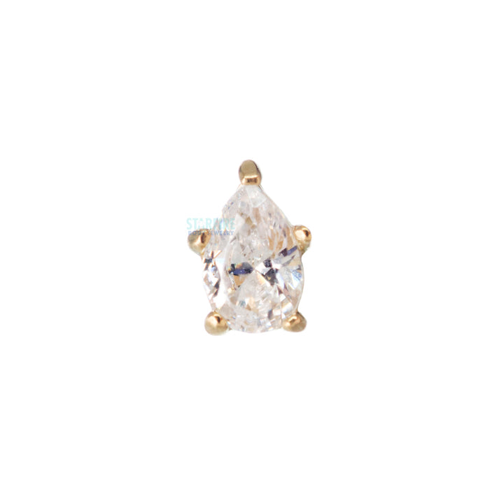 threadless: Prong-Set Pear-Cut Brilliant-Cut Gem End in Gold