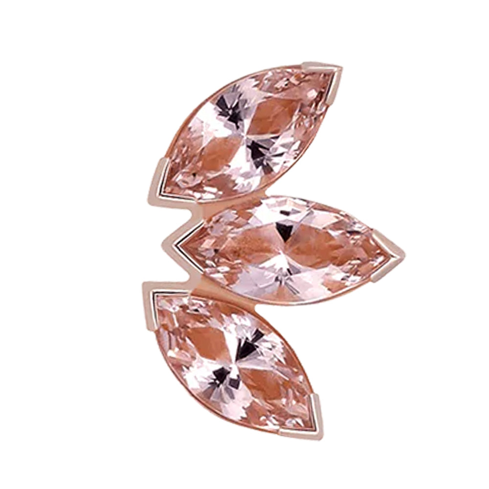 Marquise Fan Threaded End in Rose Gold with 3 Brilliant-Cut Gems