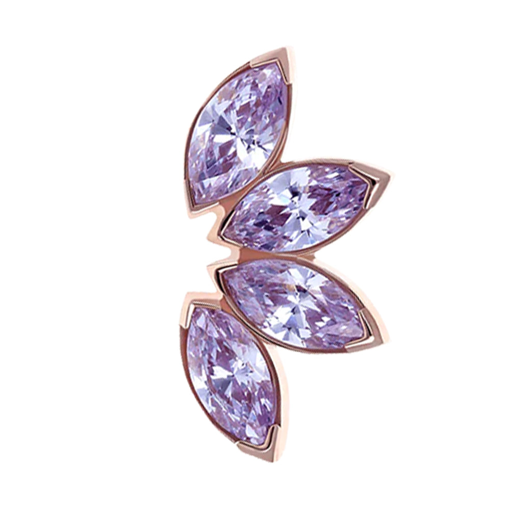 Marquise Fan Threaded End in Rose Gold with 4 Brilliant-Cut Gems
