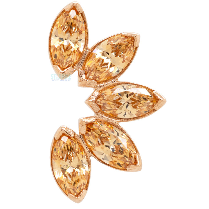 Marquise Fan Threaded End in Rose Gold with 5 Brilliant-Cut Gems