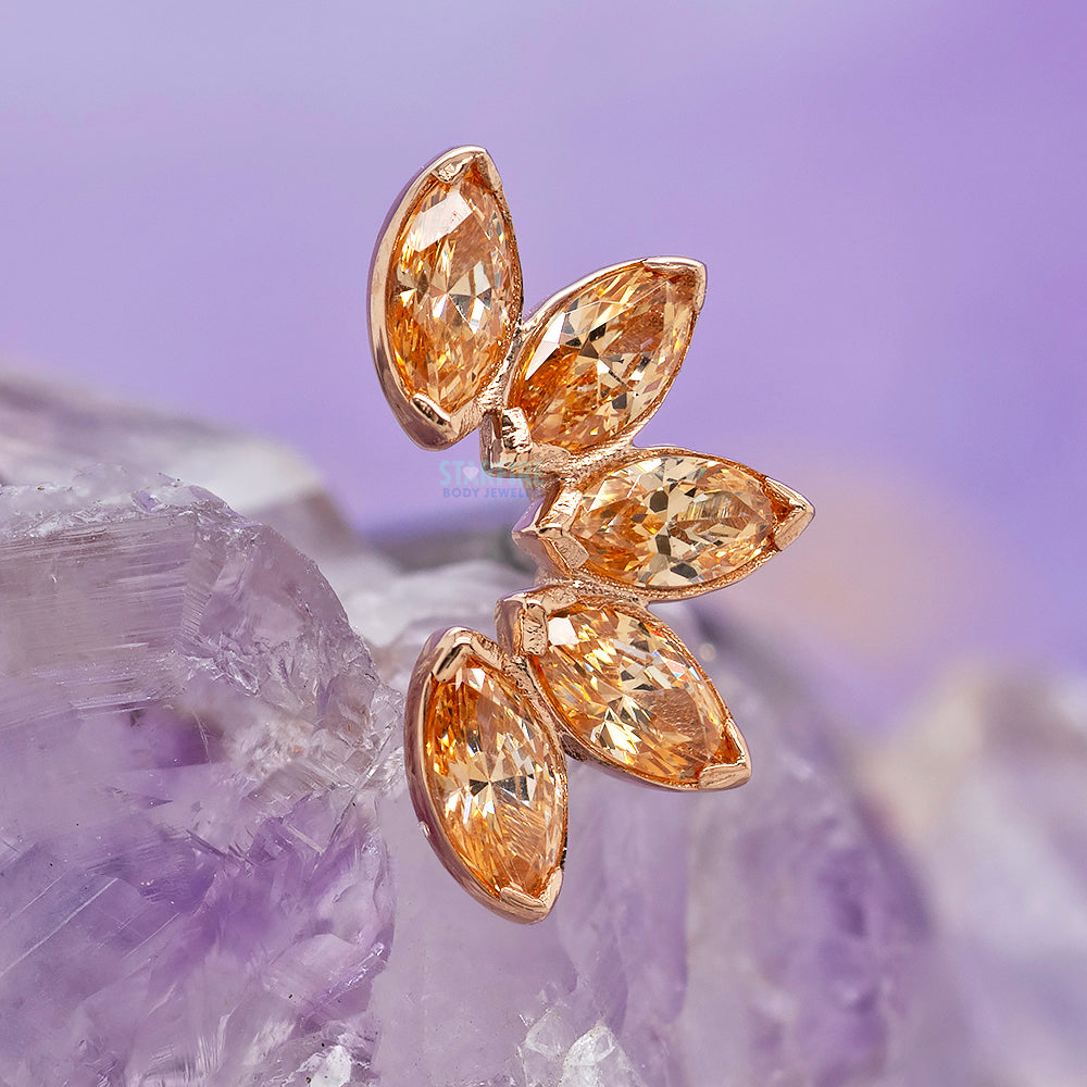 Marquise Fan Threaded End in Rose Gold with 5 Brilliant-Cut Gems