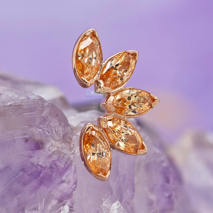 Marquise Fan Threaded End in Rose Gold with 5 Brilliant-Cut Gems