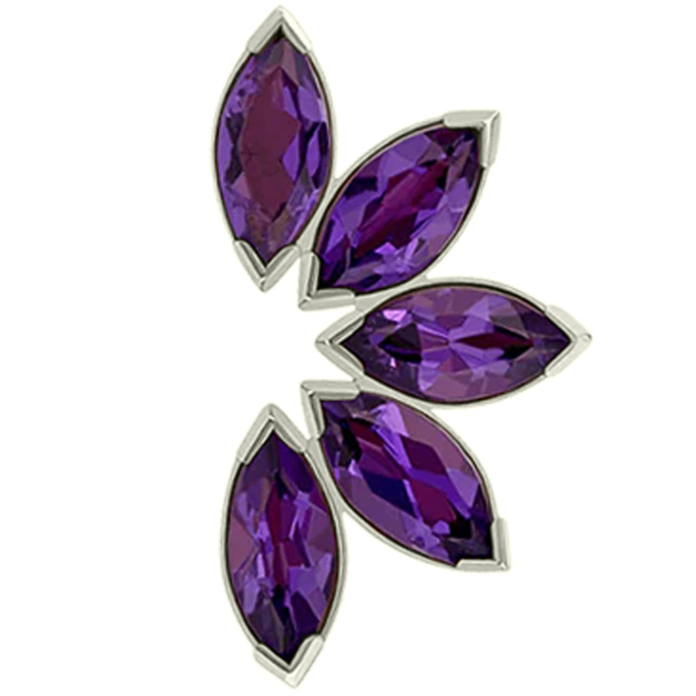 Marquise Fan Threaded End in White Gold with 5 Brilliant-Cut Gems