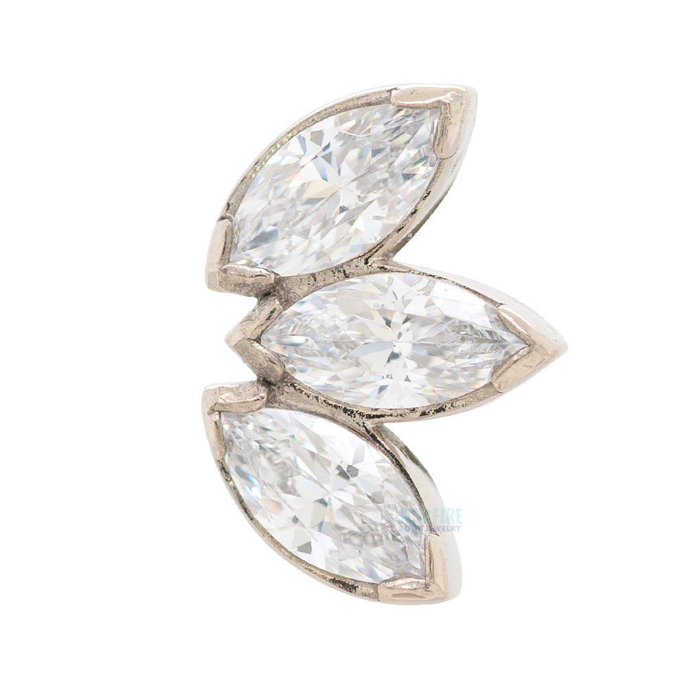 Marquise Fan in Gold with Brilliant-Cut Gems - on flatback