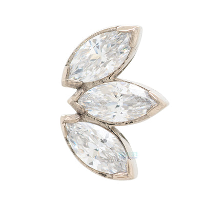 Marquise Fan in Gold with Brilliant-Cut Gems - on flatback