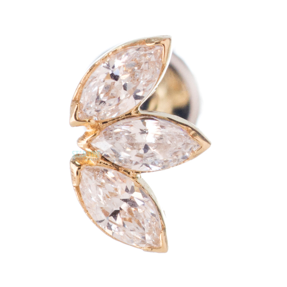 Marquise Fan in Gold with Brilliant-Cut Gems - on flatback