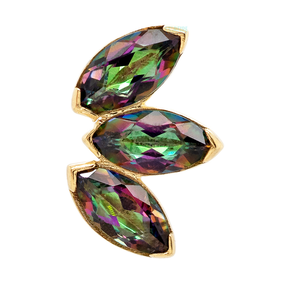 threadless: Marquise Fan End in Gold with Mystic Topaz
