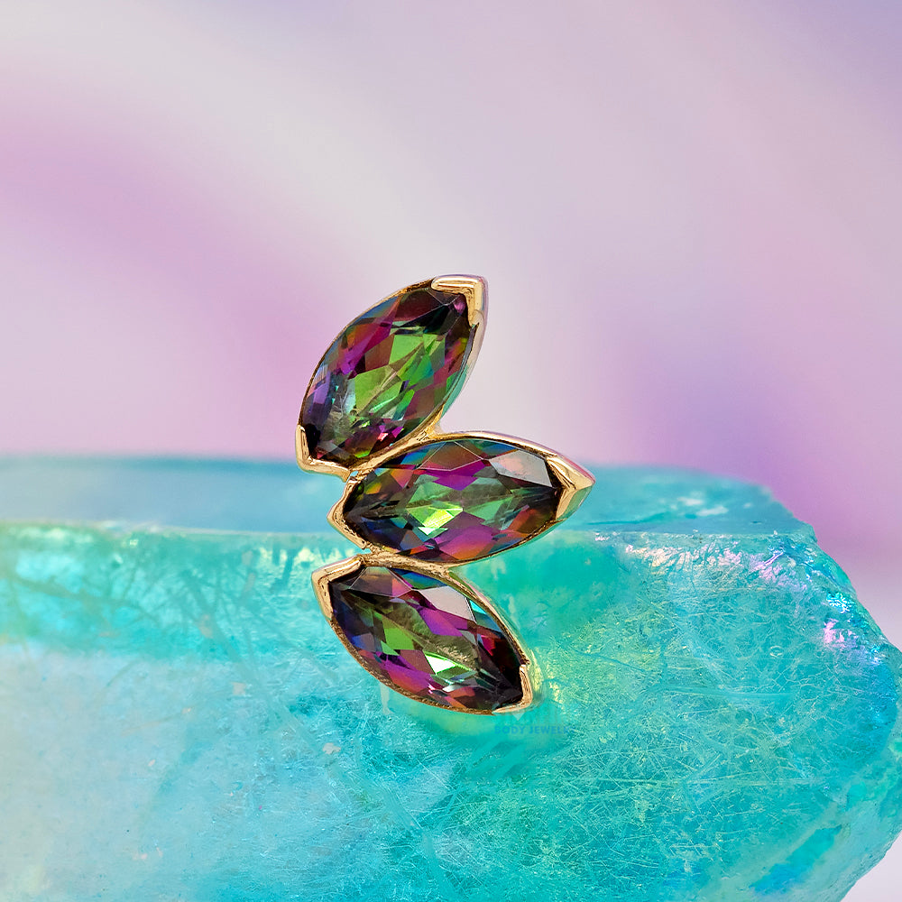 threadless: Marquise Fan End in Gold with Mystic Topaz