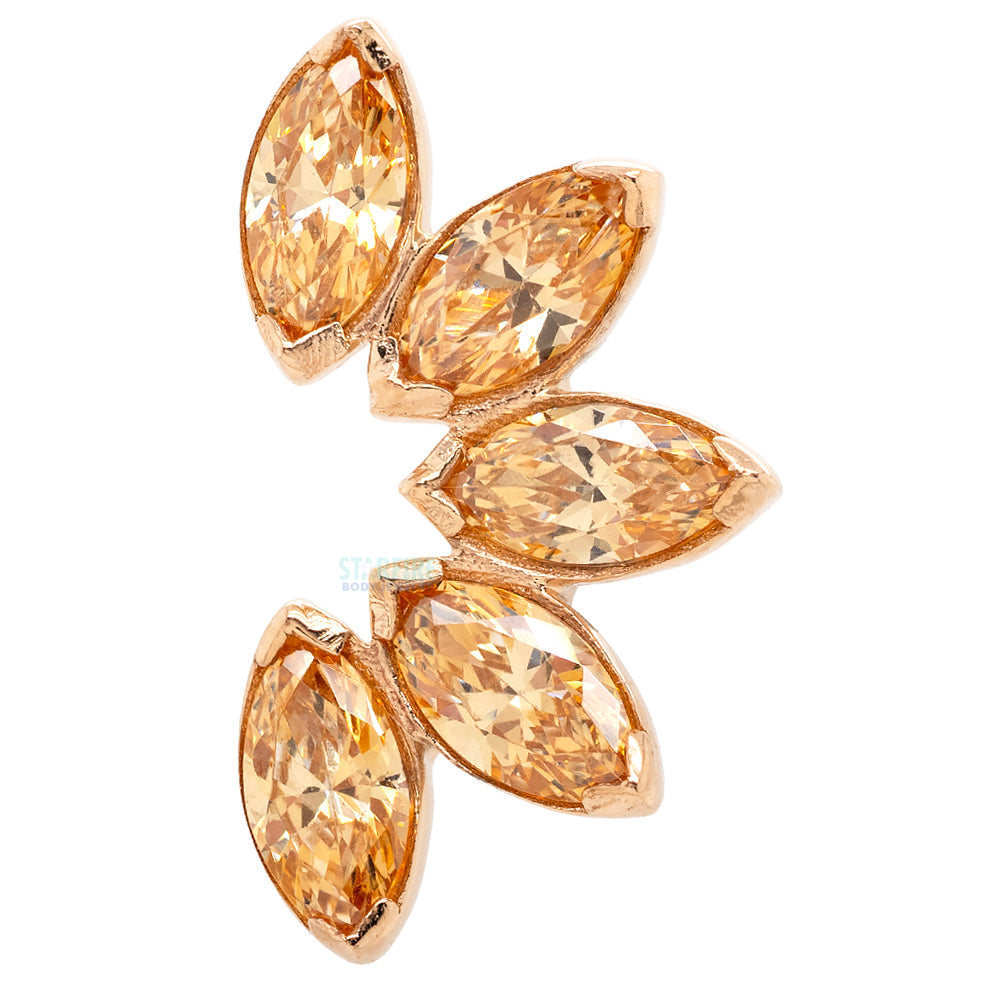 threadless: Marquise Fan End in Rose Gold with 5 Brilliant-Cut Gems