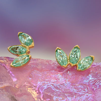 threadless: Marquise Fan End in Yellow Gold with 3 Brilliant-Cut Gems