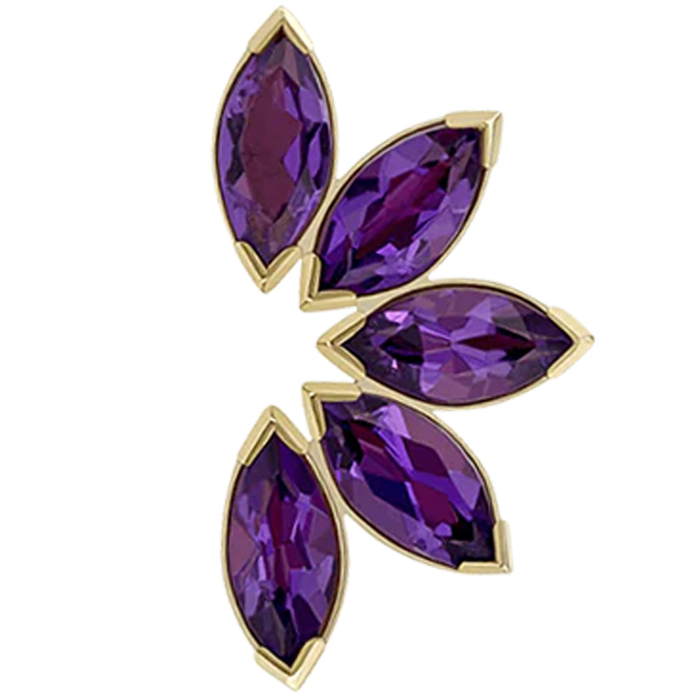 threadless: Marquise Fan End in Yellow Gold with 5 Brilliant-Cut Gems