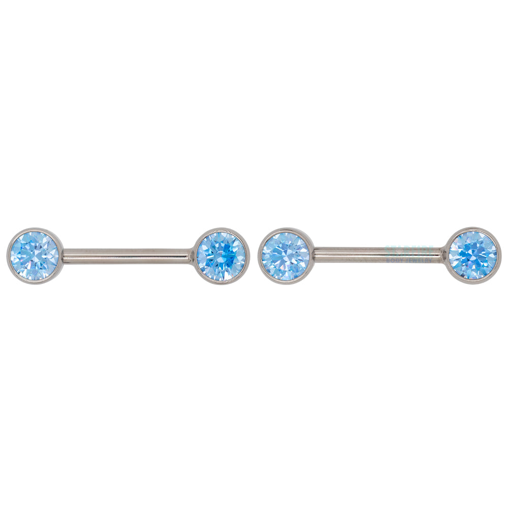 threadless: Brilliant-Cut Gems Side-Set Nipple Barbells in Bezels - pair