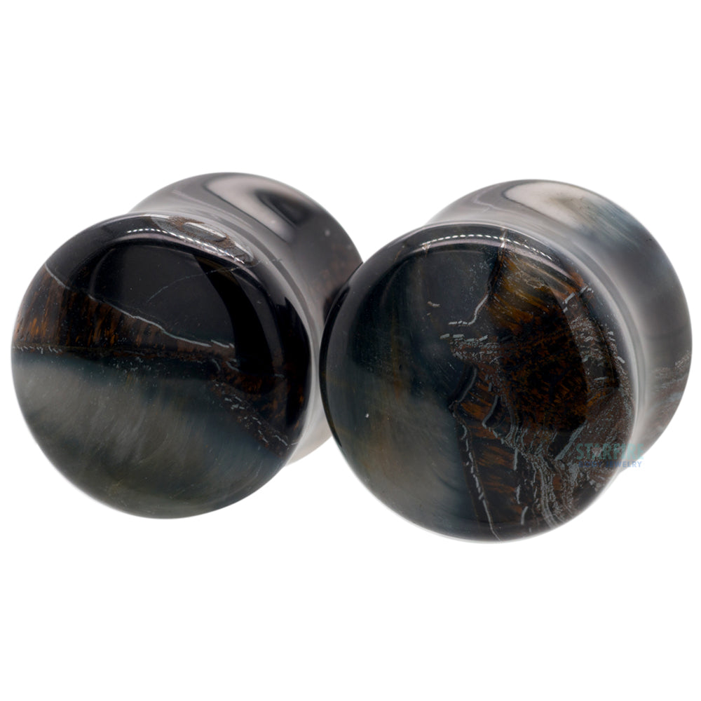 Stone Plugs - Blue Tiger's Eye