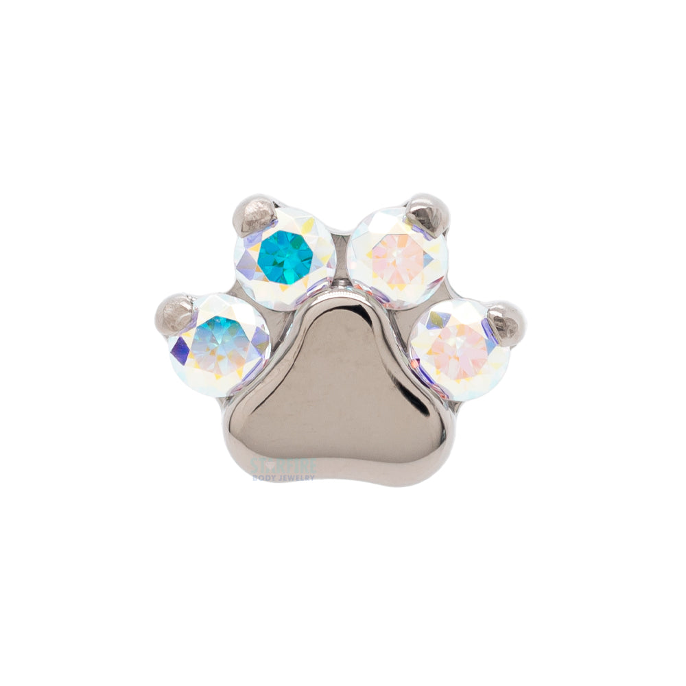 Faceted Gem Paw Print Threaded End