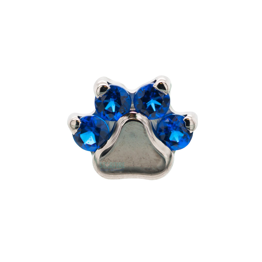 Faceted Gem Paw Print Threaded End
